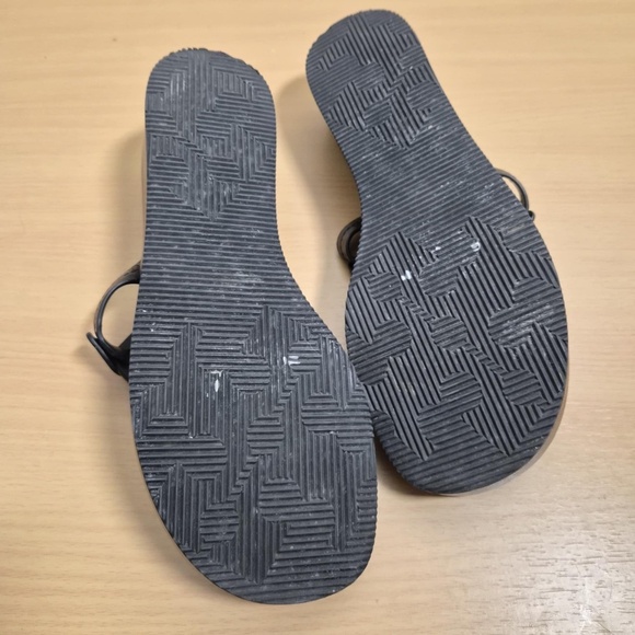 Tory Burch Miller Wedge Leather Sandals Black Excellent Condition US 9.5 - Picture 7 of 8